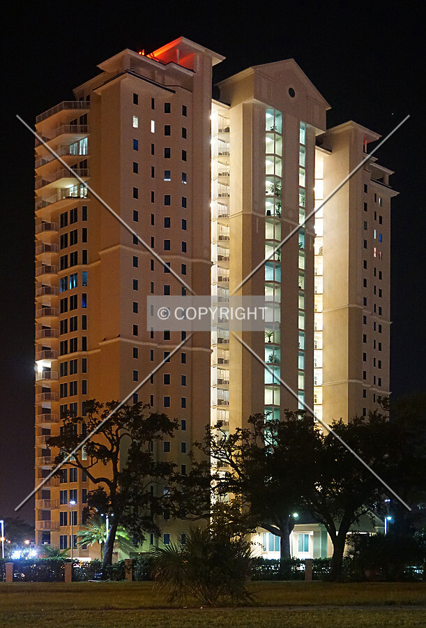 Night view from the east; August 29, 2016