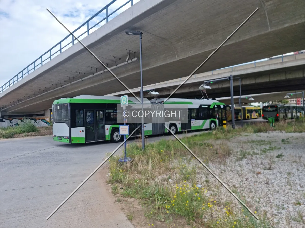 Electric bus getting charged