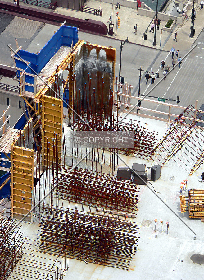 Rebar cages on deck