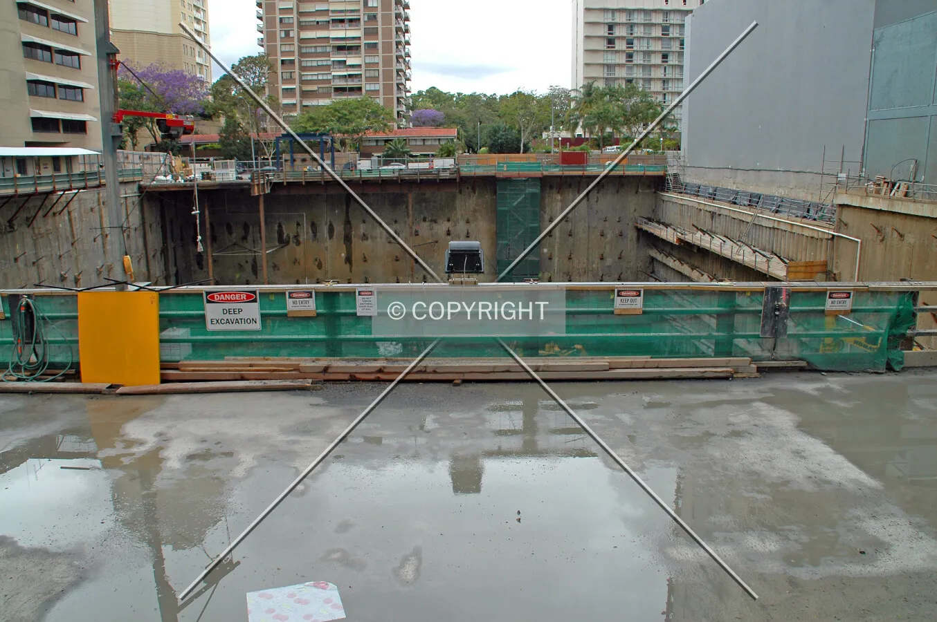 View of the site with excavation at rear