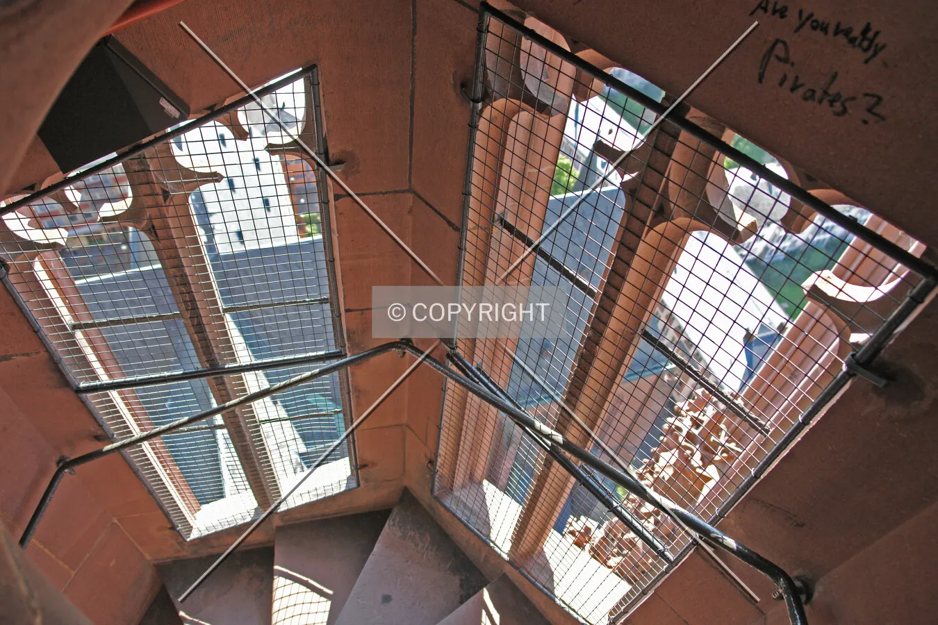 As seen when walking down the church tower
