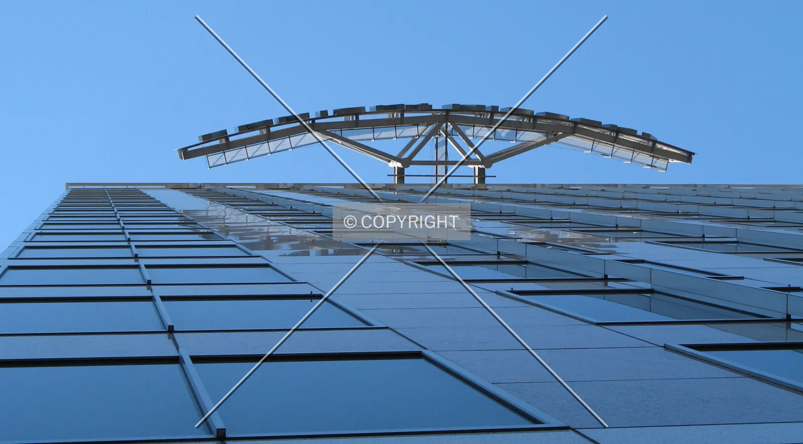 "Knight-Ridder" sign cantilevered over side