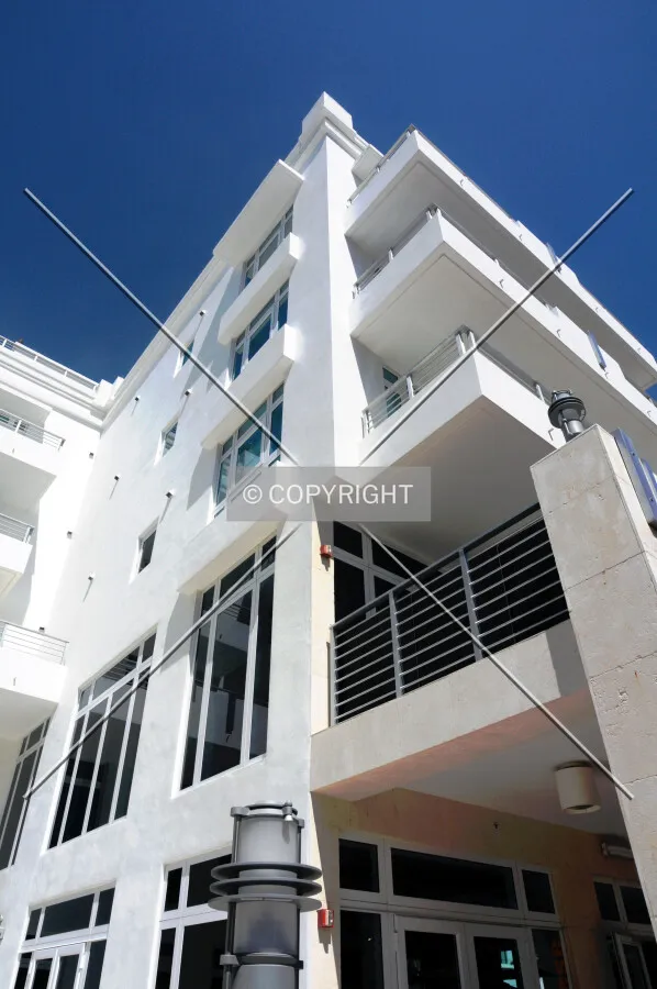 Looking up from the southeast along Ocean Drive
