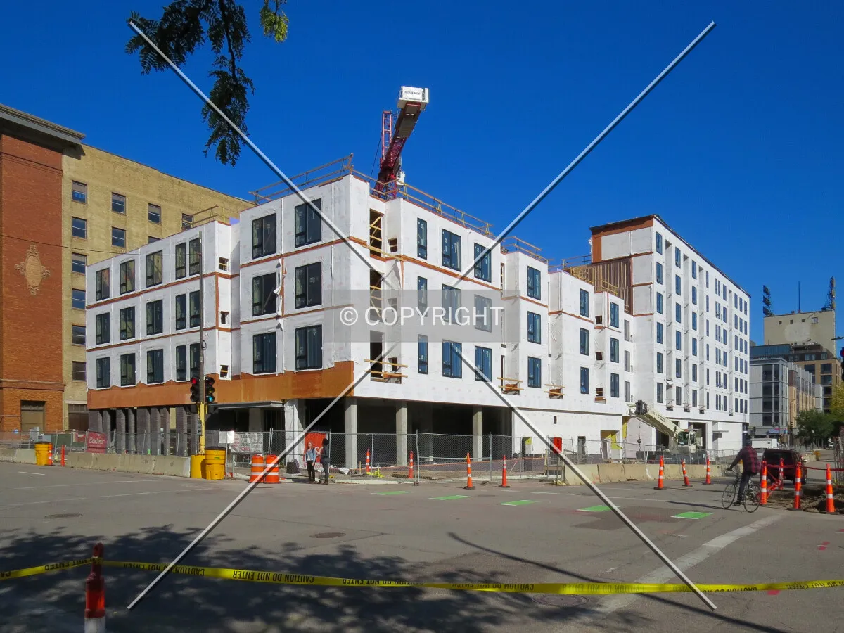 View to the northwest across 3rd Street South & Chicago Avenue