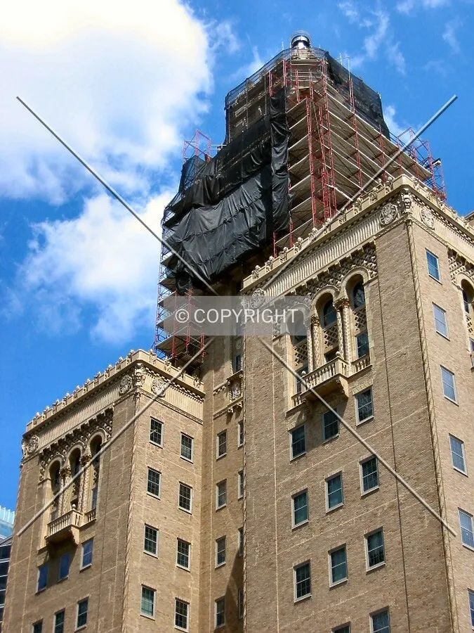 Looking up the west facade