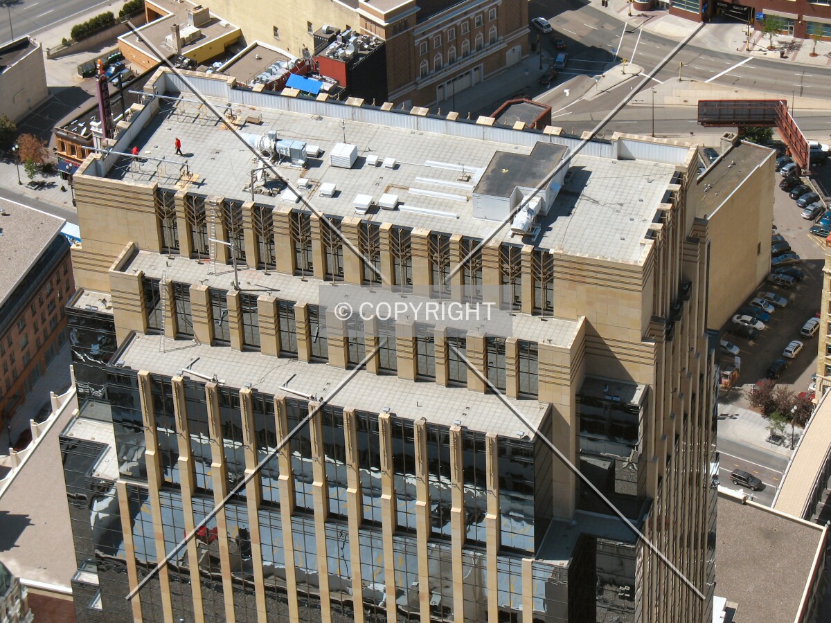 Top detail from the IDS Tower roof