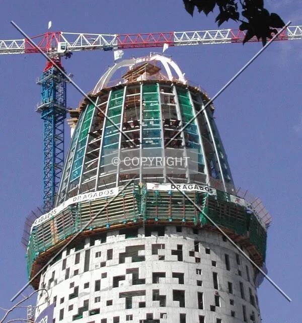Close-up of the nearly finished top of the building