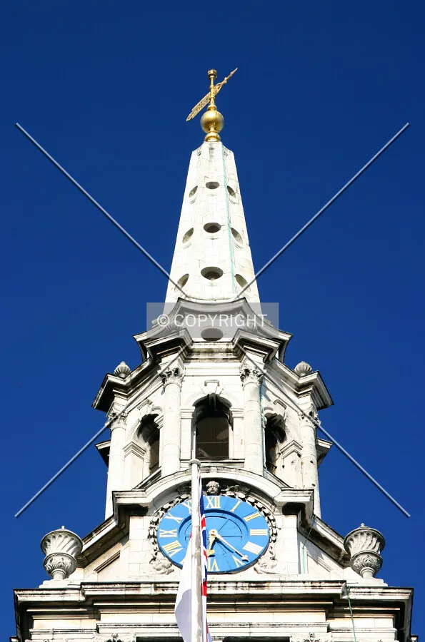 Looking up at the spire from St. Martin's Place