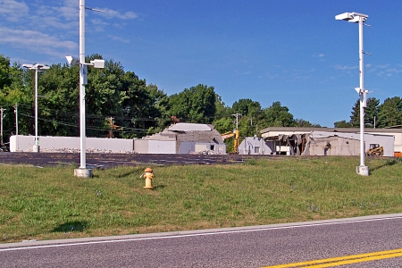 View from the northeast during demolition
