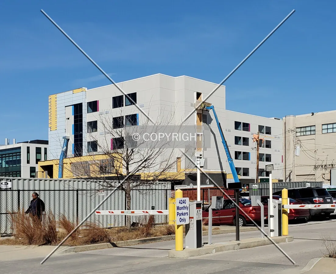 From the southeast during construction; February 19, 2020