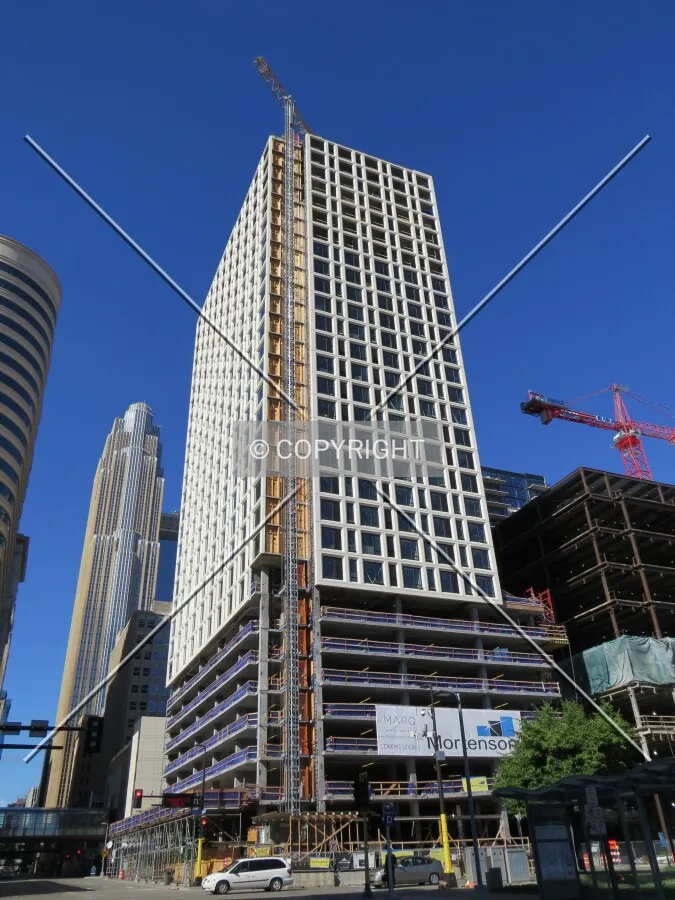 Looking up the northeast corner