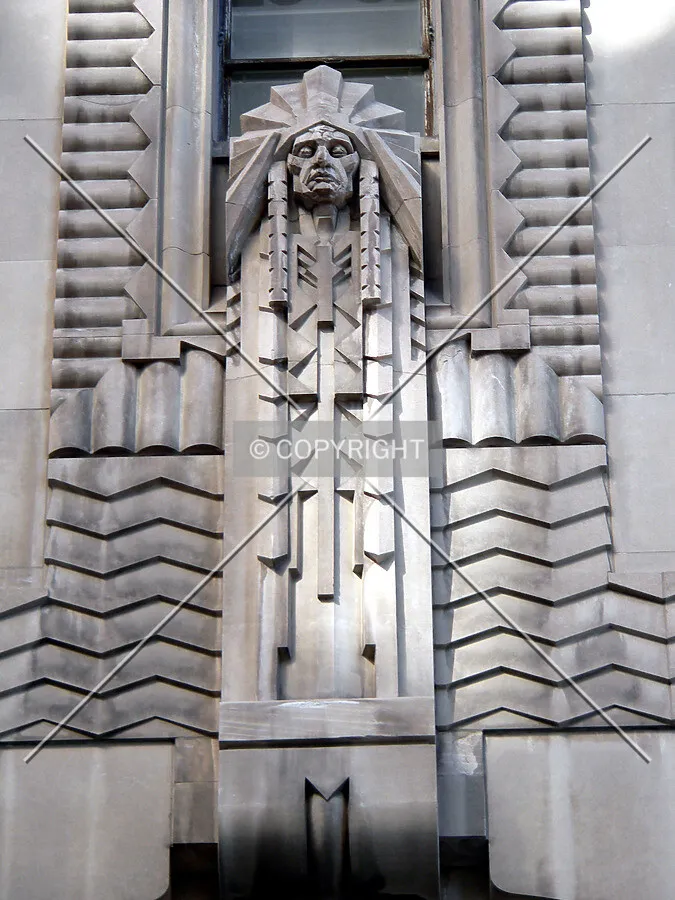 Native American carved in limestone
