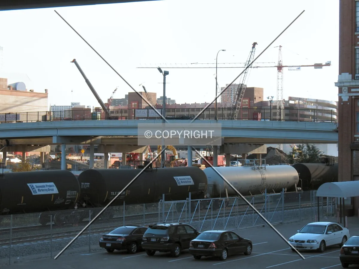 View to the south from under the 4th Street ramp to Interstate 94 west