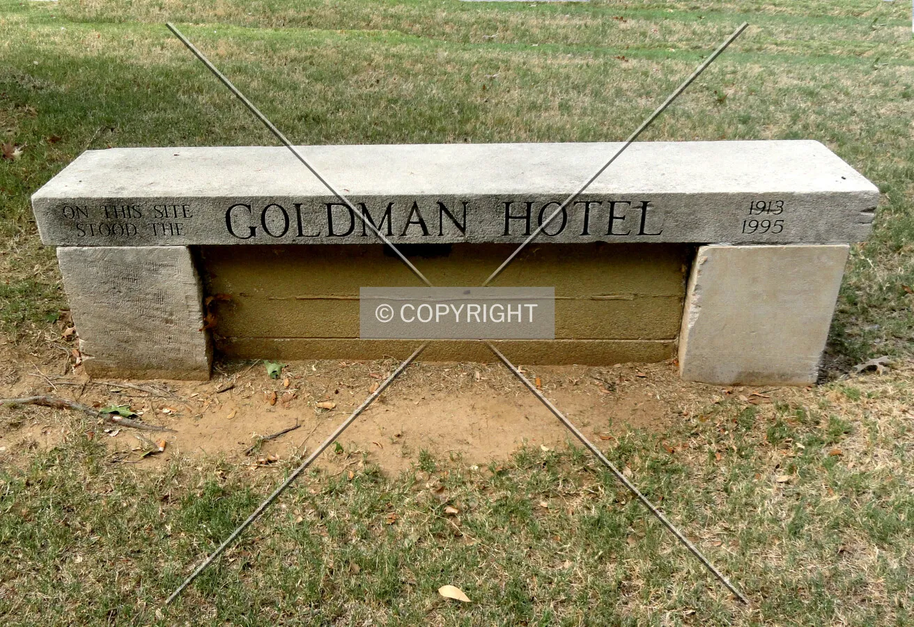Historic marker at the location of the former hotel