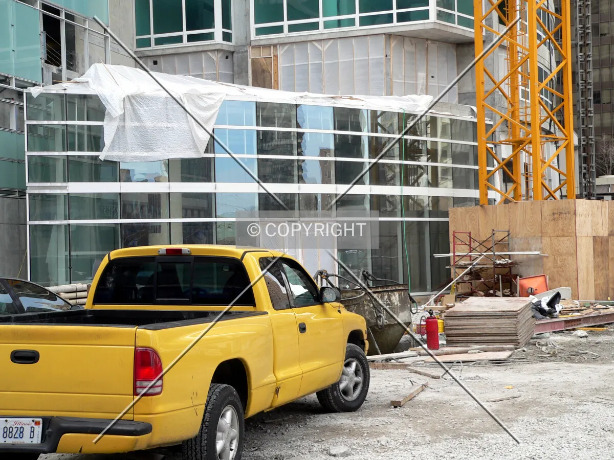 View towards the glass enclosed lobby