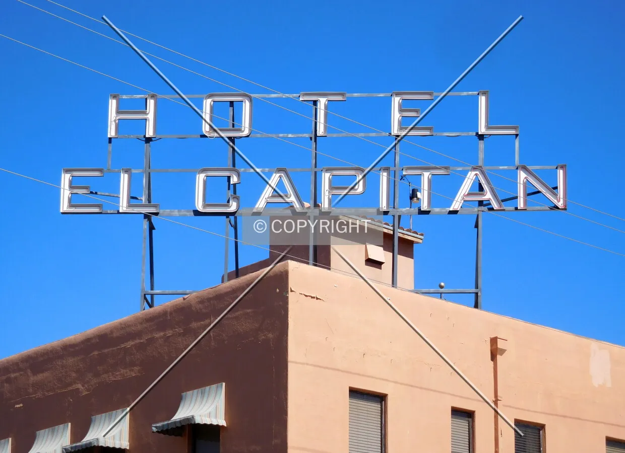 Signage detail on the southwest corner