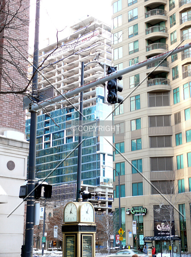 View to the southwest from Hubbard Street at LaSalle Boulevard