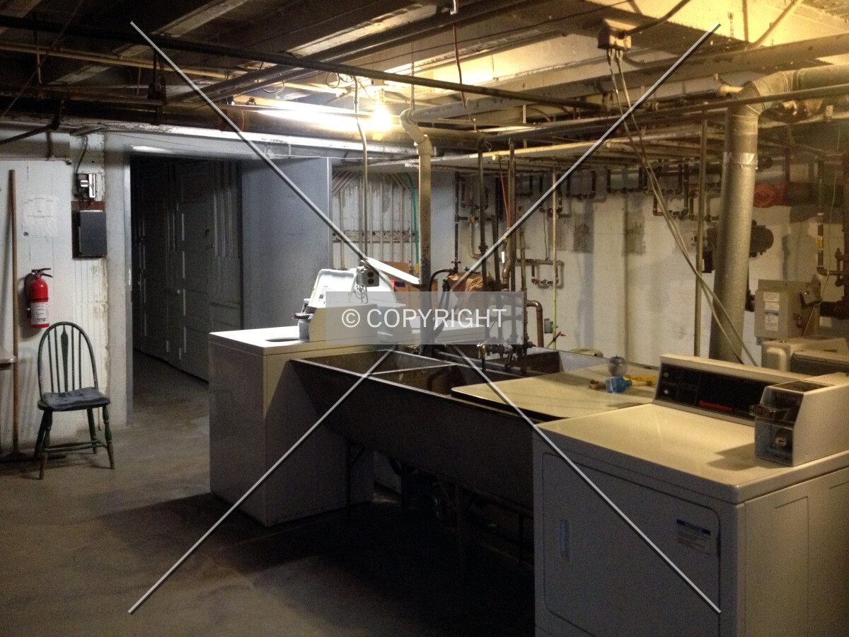 Laundry area in the basement