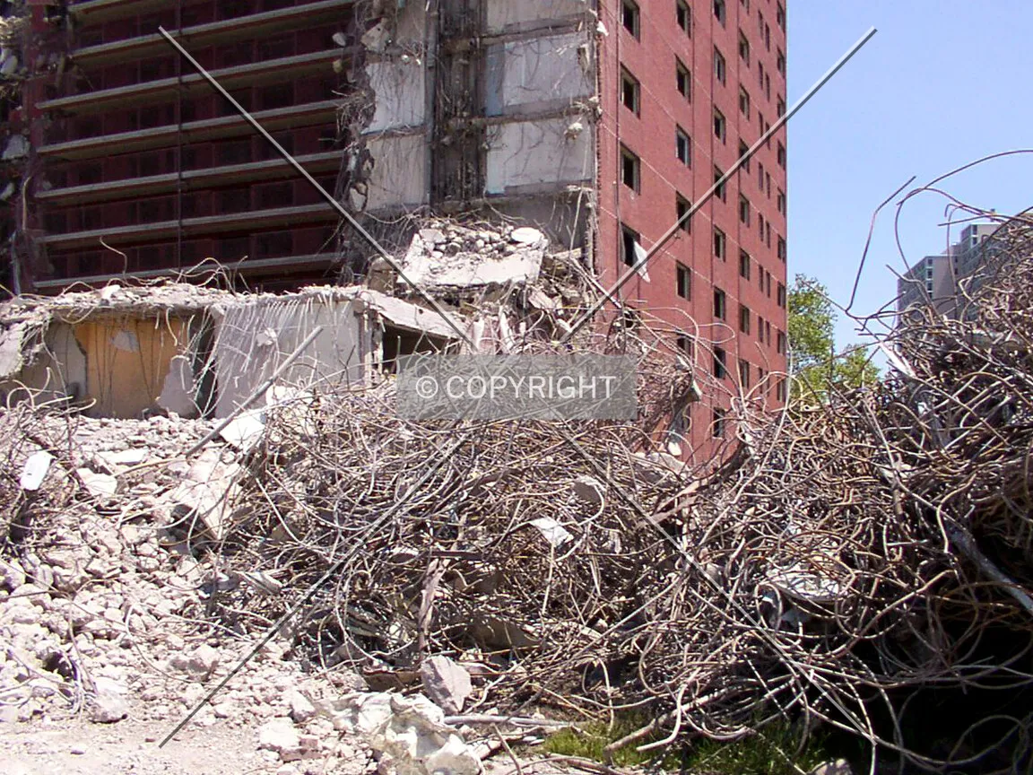 Base at the southwest corner during demolition