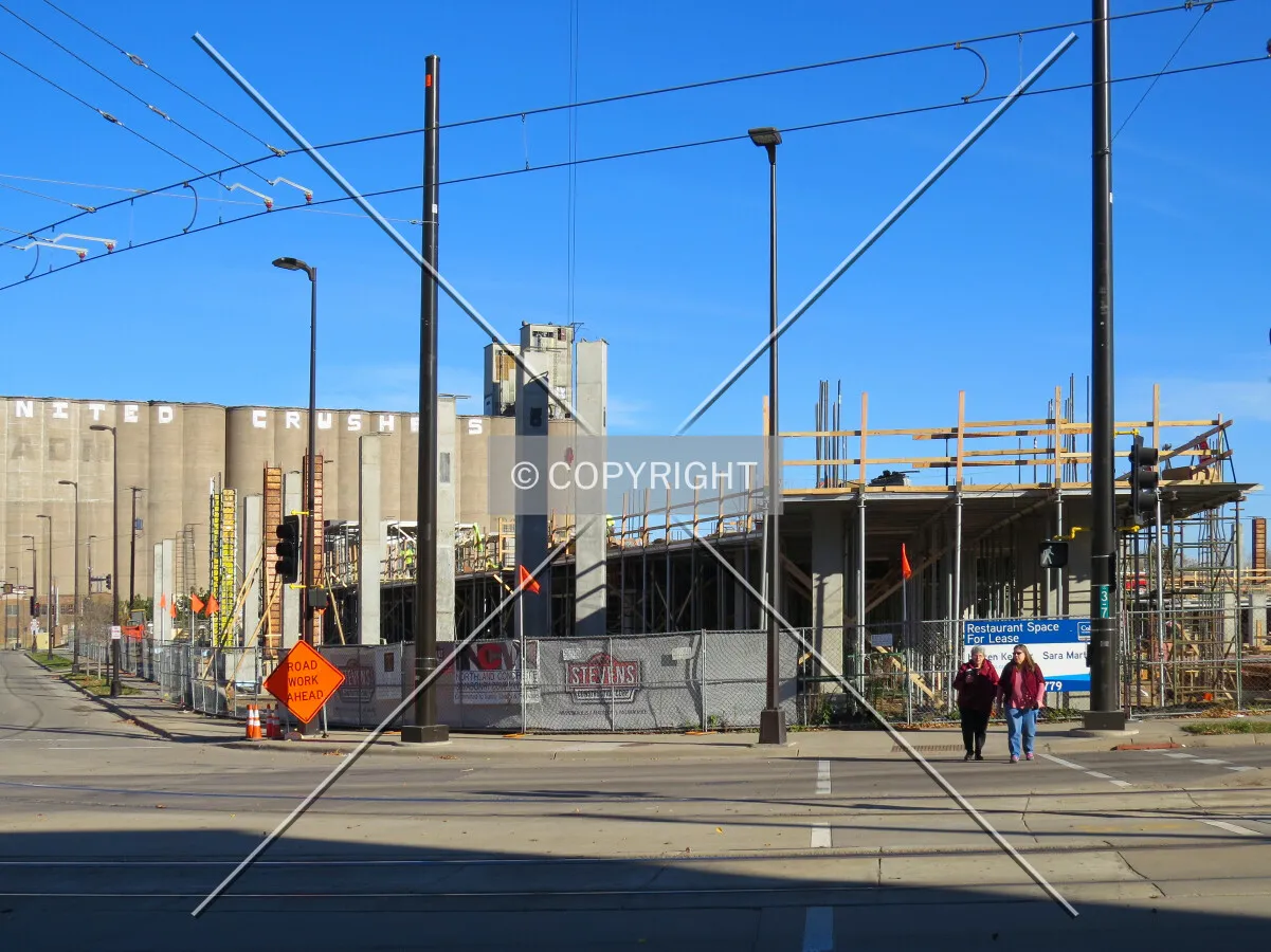 View to the north across University Avenue SE at the 29th Avenue crossing