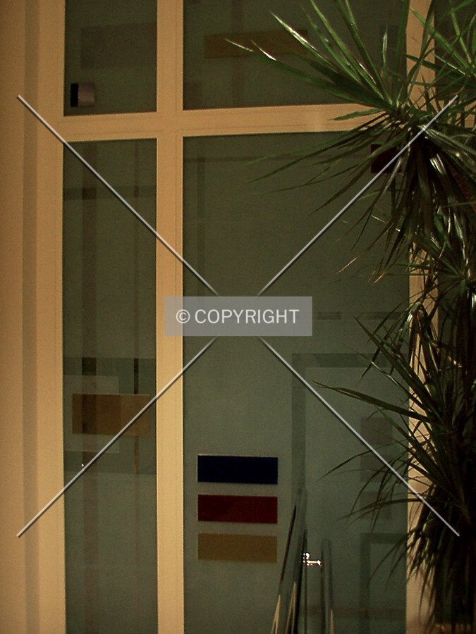 Windows in the hotel lobby
