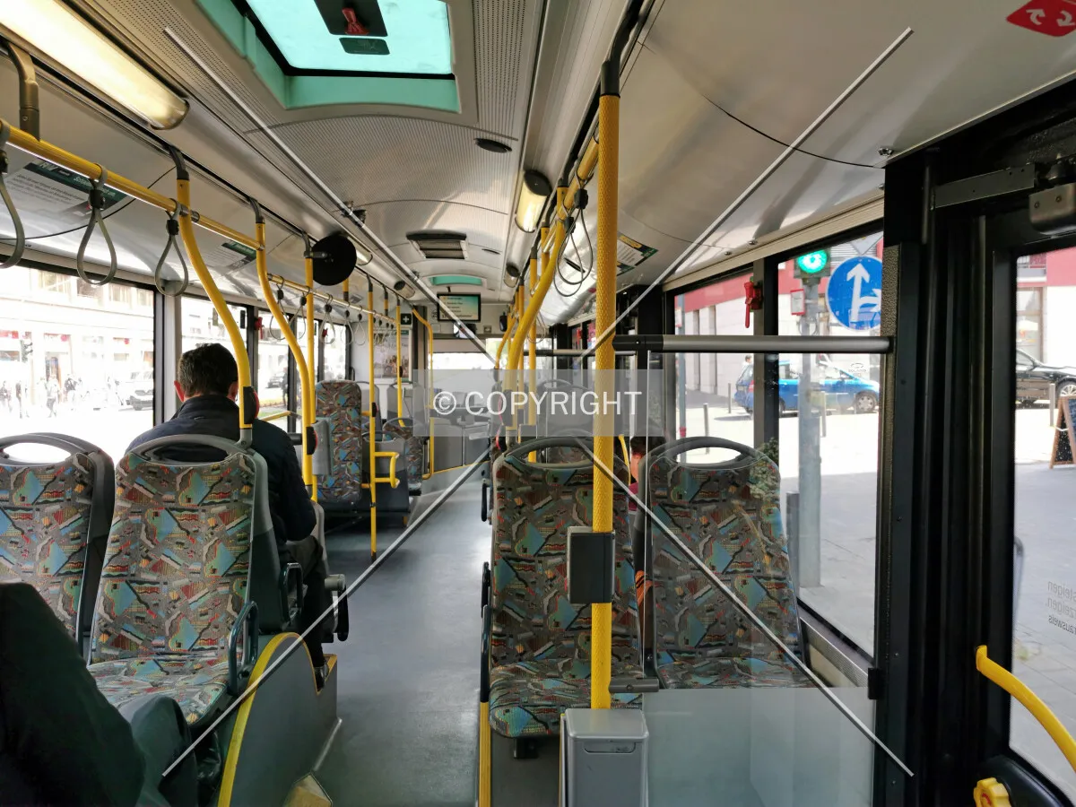 Inside a bus in Frankfurt