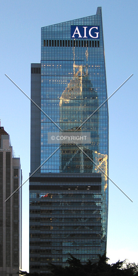 View from Garden Road footbridge, with Bank of China Tower in the reflection