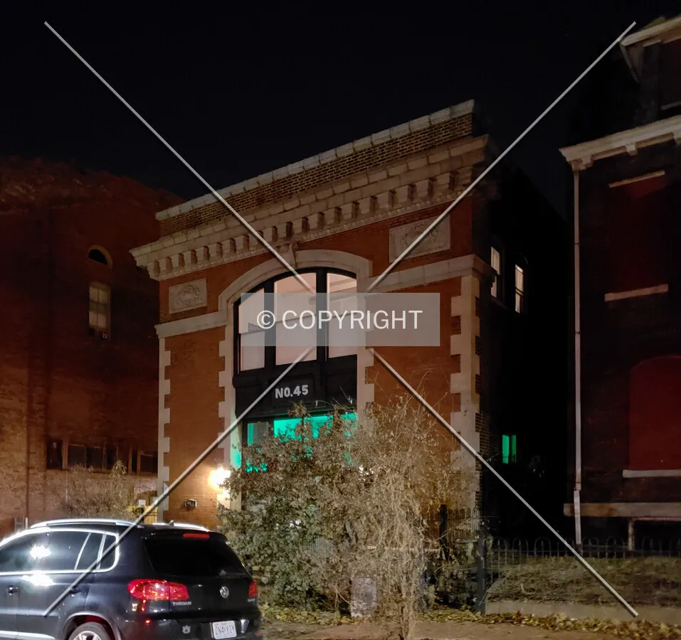 View from the northwest at night; December 5, 2018
