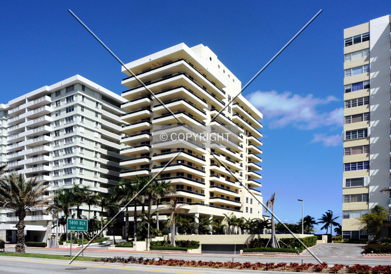 View from the southwest along Collins Avenue