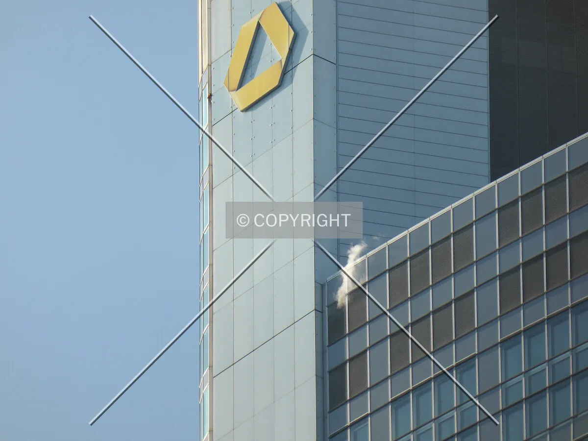 Commerzbank logo at the facade of the tower
