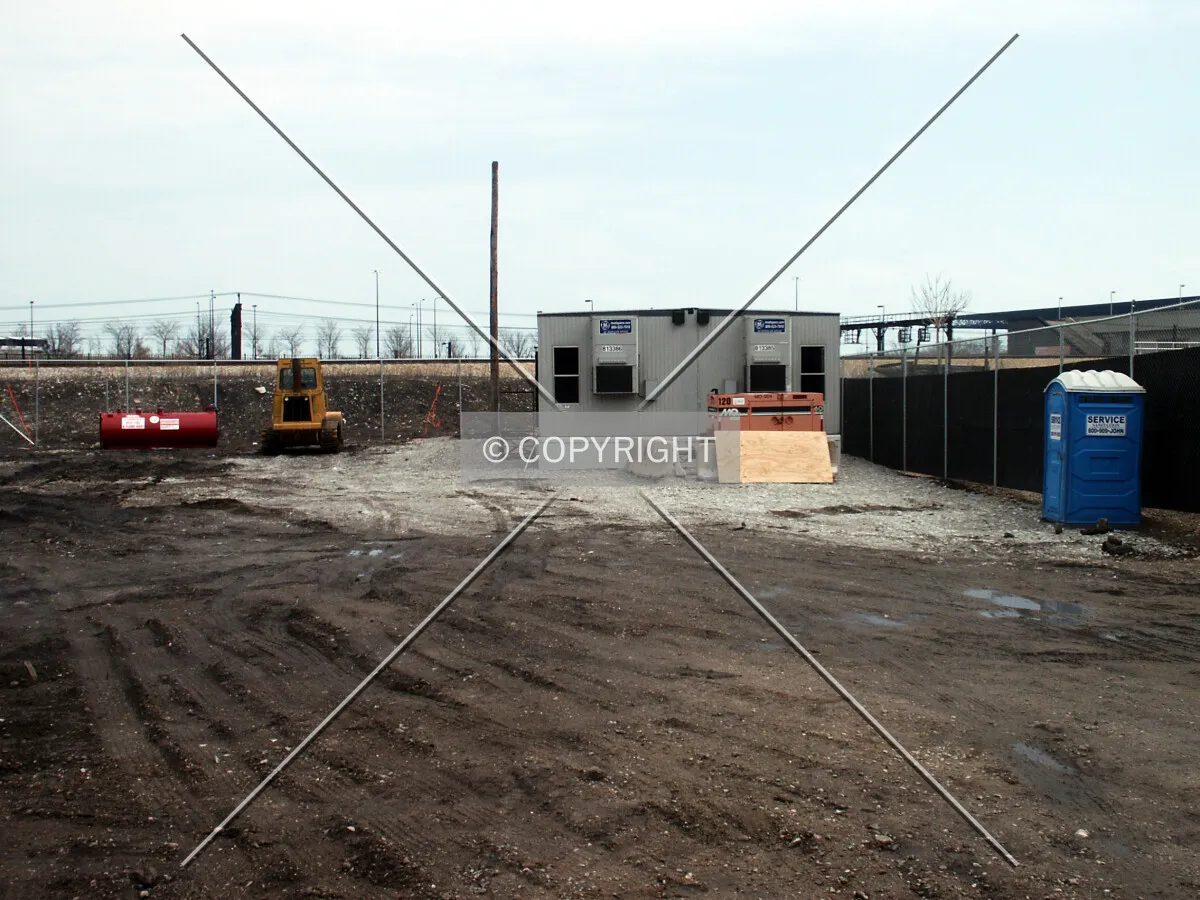 Field office on the southern edge of the lot