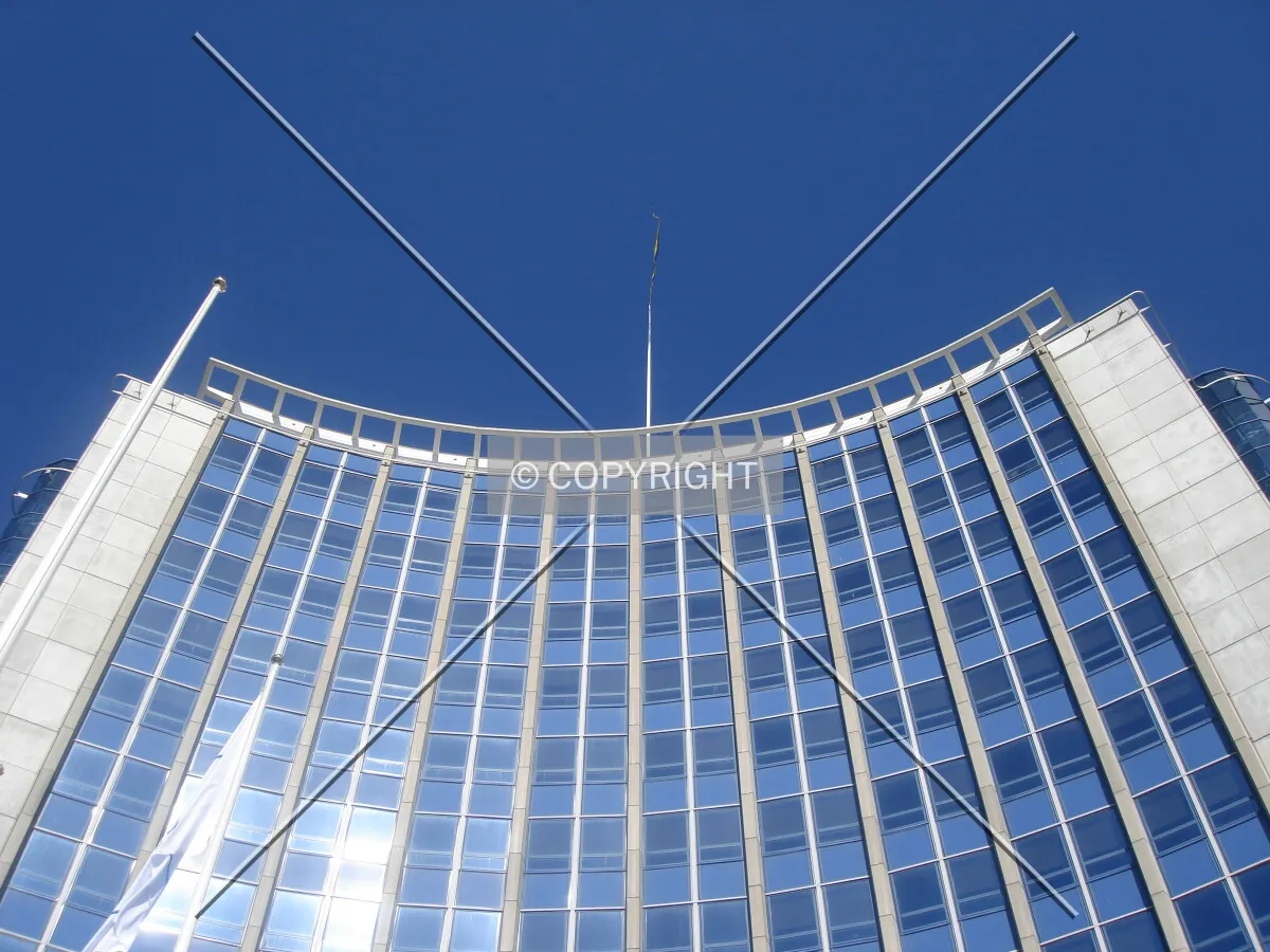 Looking up; from in front of main entrance