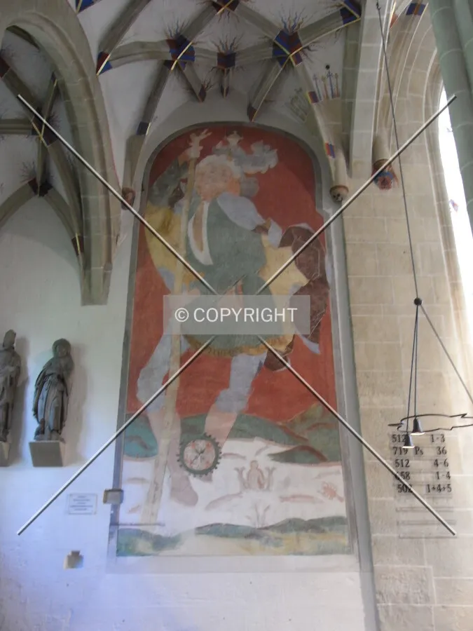 Mural painting of Christophorus in Alexanderkirche Marbach