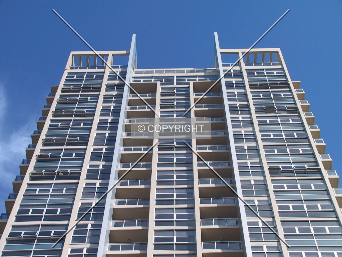 Upper levels of the north facade