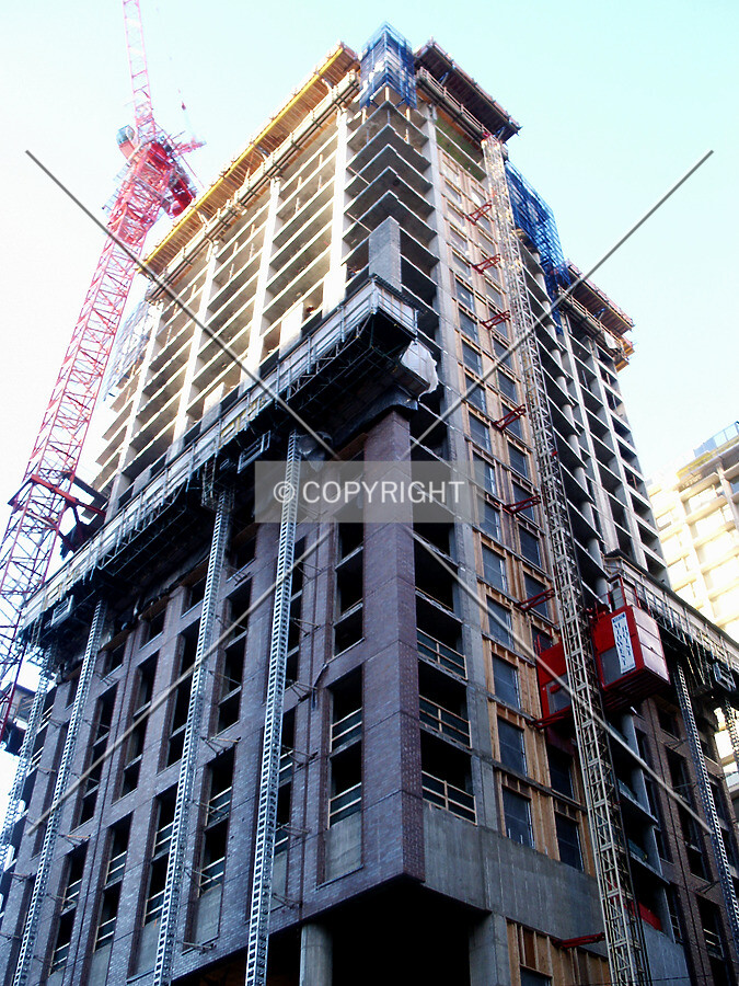 Looking up the southeast corner
