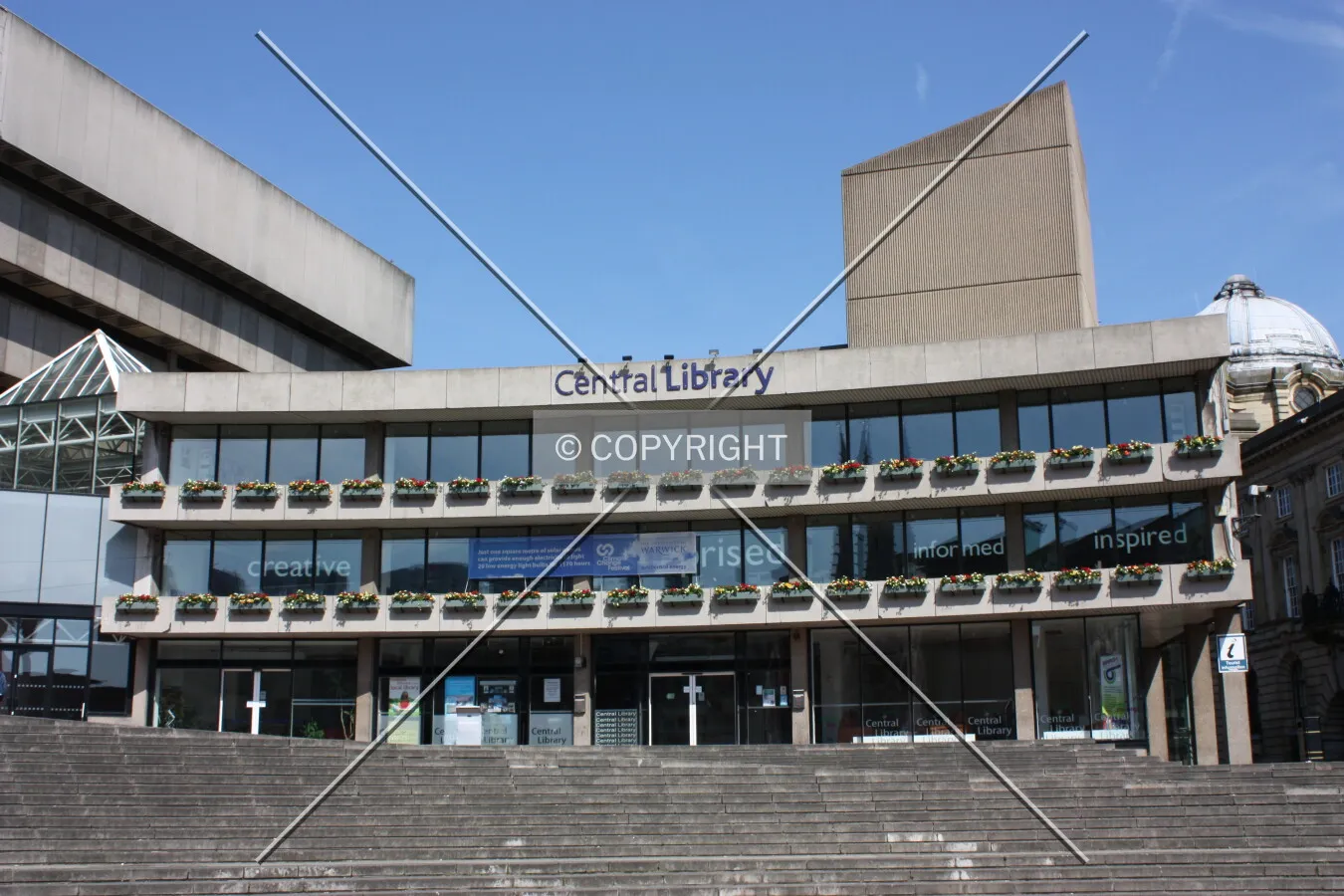 View northwest of the main entrance