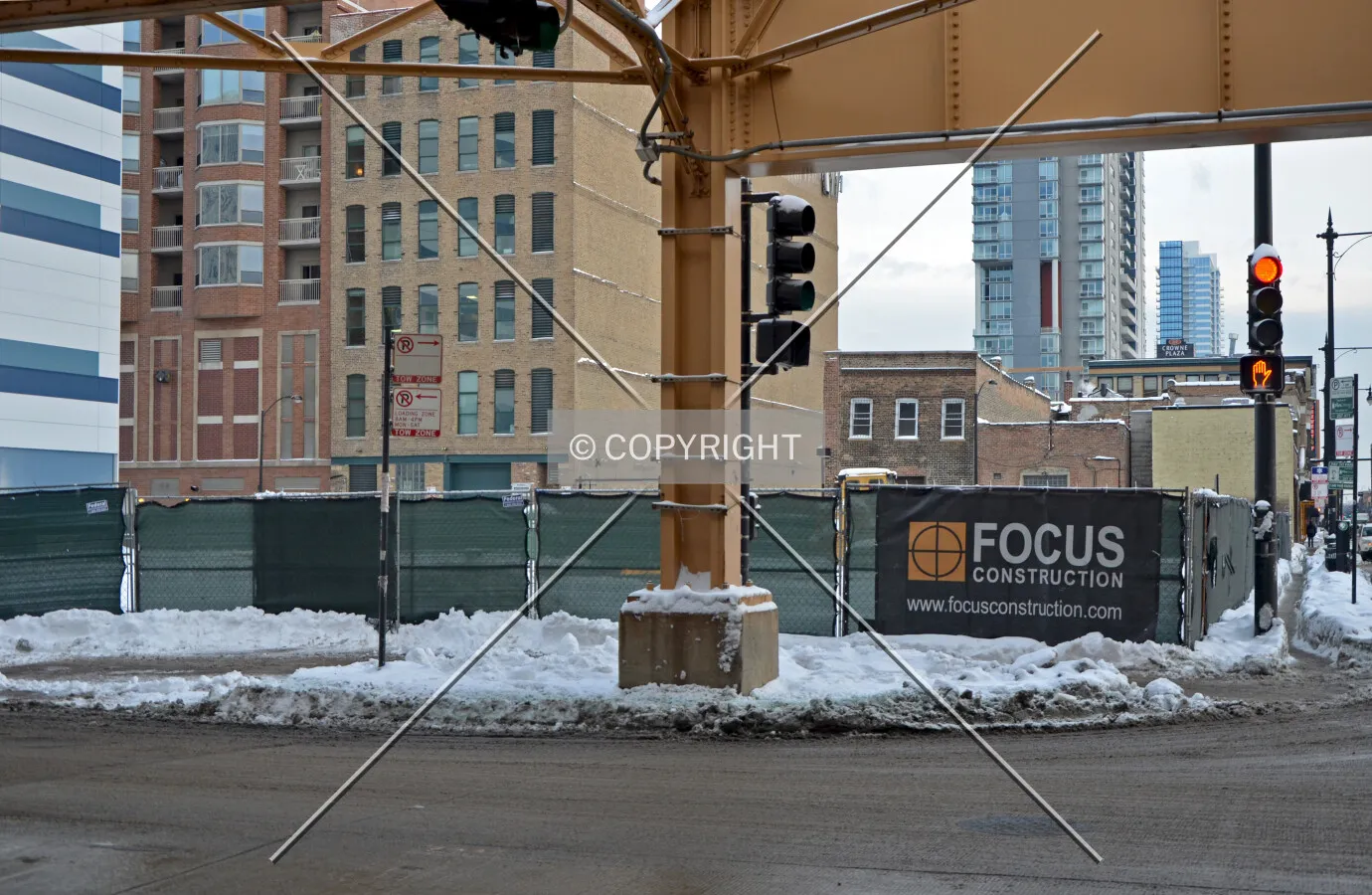 Looking south across Lake Street; February 4, 2015.