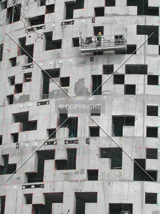 View of the facade works on March 25