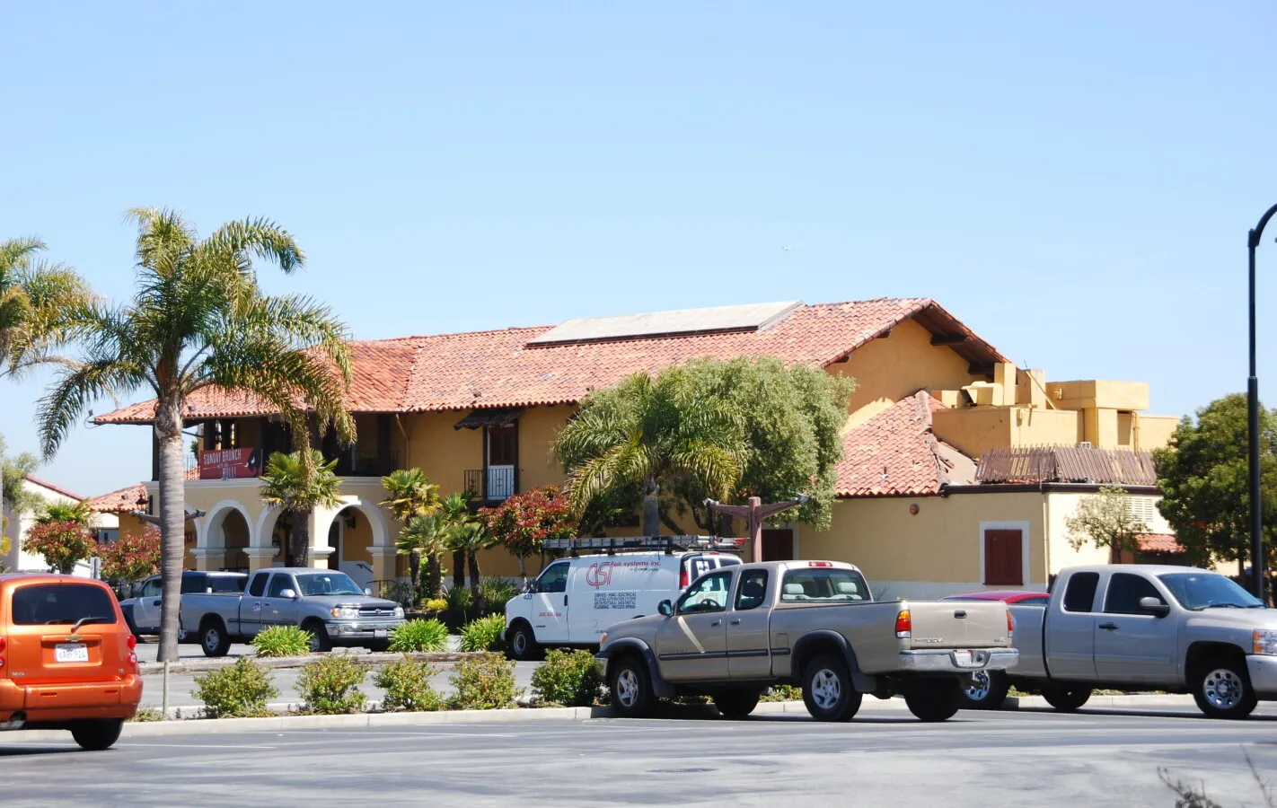 View across the parking lot