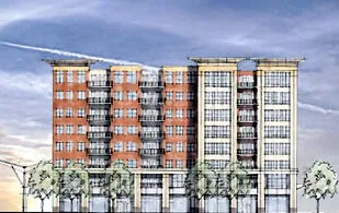 Rendering of Fayetteville Street elevation of the 2005 proposal