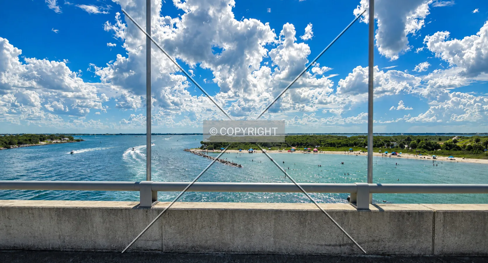 View west from the top of the bridge, Saturday, August 22, 2026