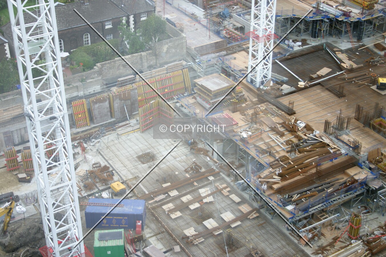 Looking down from the 10th floor of the Blue Fin Building