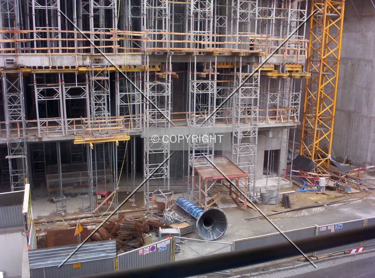 Construction works at the base of north side