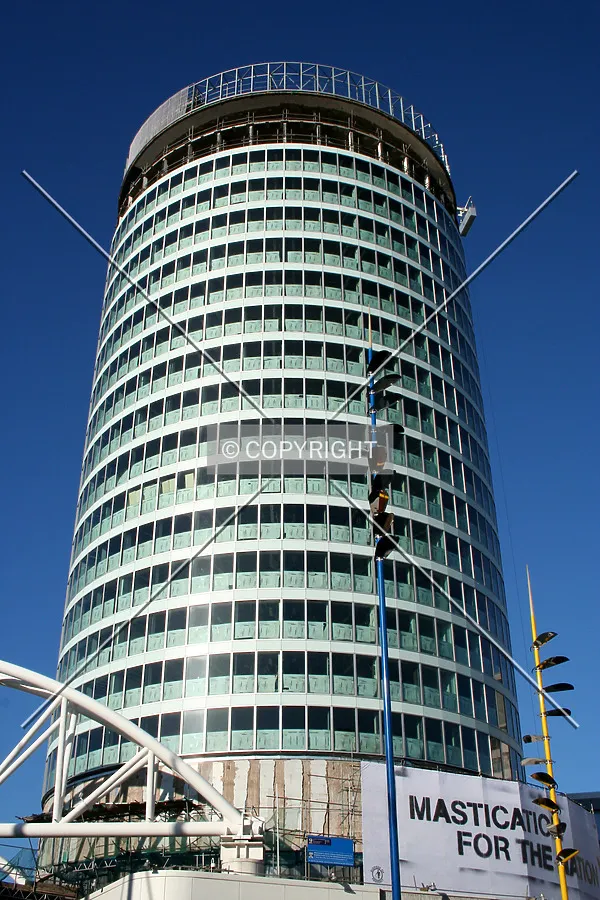 Looking up at the facade progress from the base