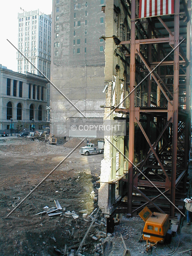 Facade restoration and site from the northwest