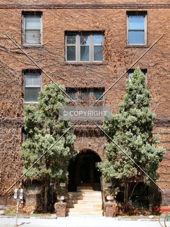 Main entrance from across Harmon Place