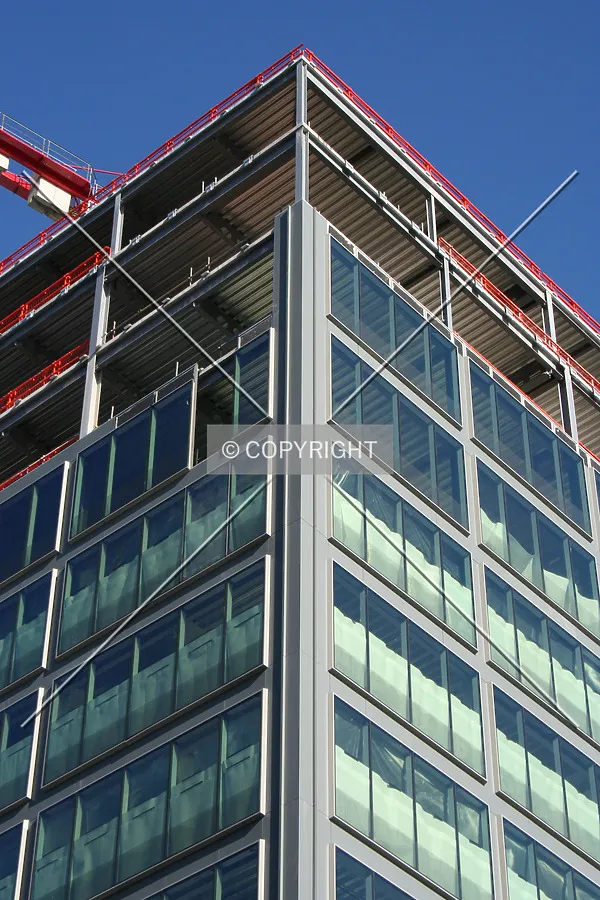 Looking up at the facade progress