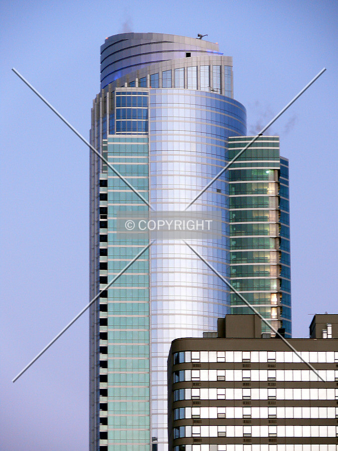 View of the top one third of the tower as seen from the west