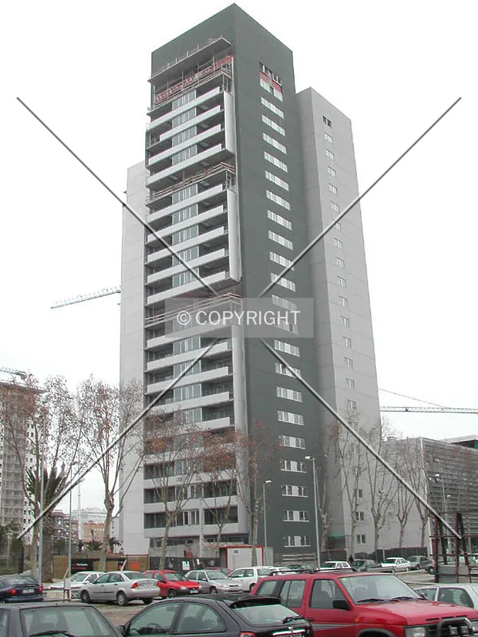 View of the facade were the crane was built