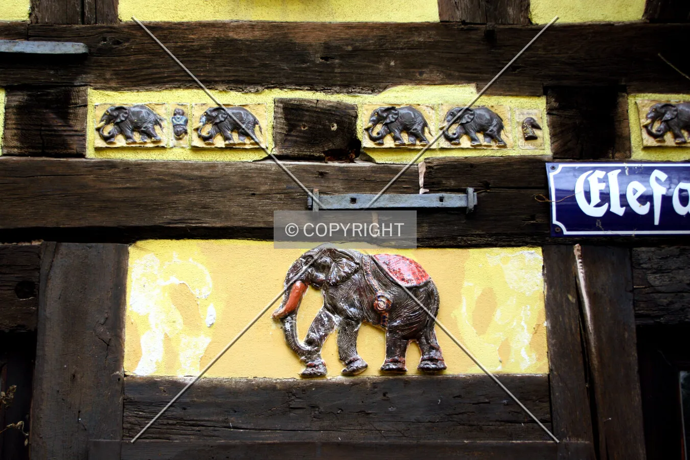 Elephant carvings on the southeast facade
